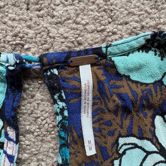 Free People Backyard Print Ocean Combo Dress Size Medium. - Picture 3 of 8